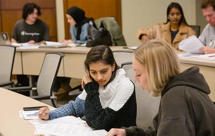 Students work in pairs during the workshop.